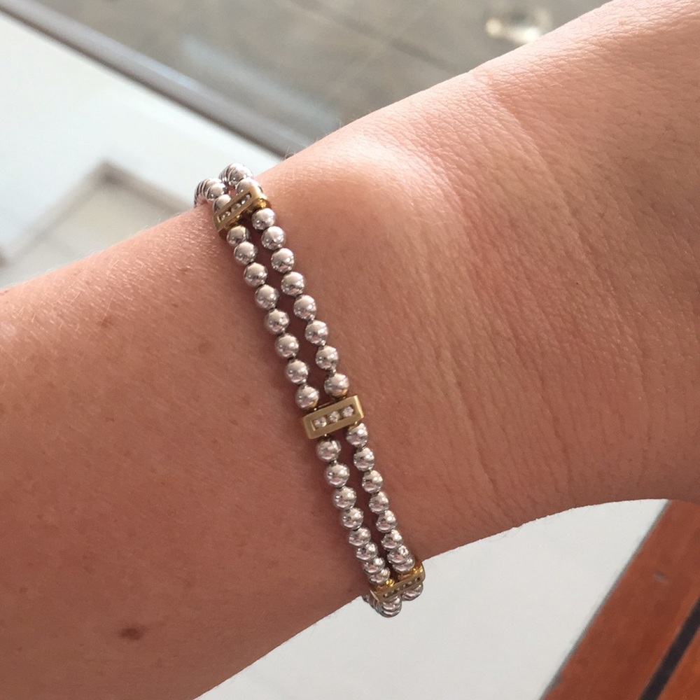 Solid hand made white sapphire stretch bracelet